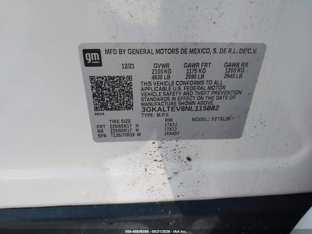 Aukcja sprzedaży 2022 Gmc Terrain Awd Sle, vin: 3GKALTEV8NL115882, numer aukcji: 45936396