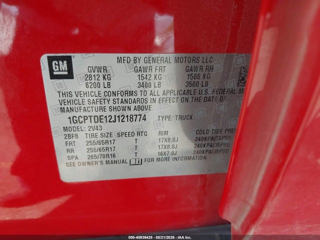 1GCPTDE12J1218774 Chevrolet Colorado Z71