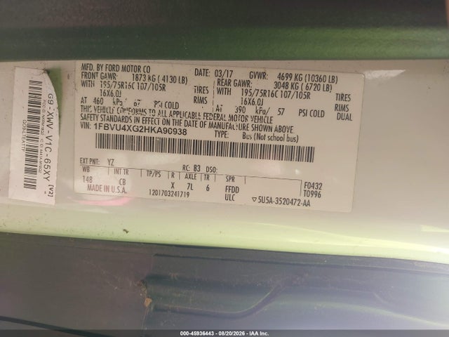 1FBVU4XG2HKA90938 Ford Transit-350 Xl