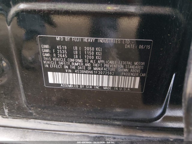 4S3BNBN61F3072562 Subaru Legacy 2.5i Limited