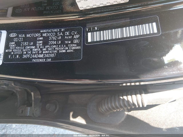 Продаж на аукціоні авто 2021 Kia Forte Lxs, vin: 3KPF24AD4ME340987, номер лоту: 45936491
