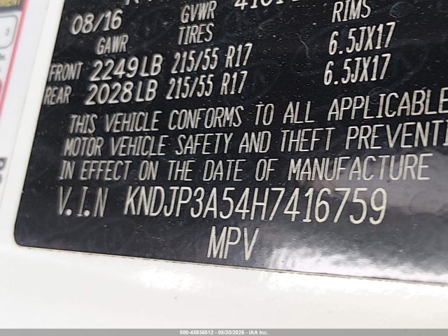 KIA SOUL + 2017 KNDJP3A54H7416759 Image 9