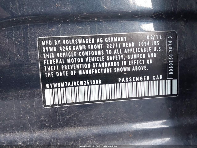 Продаж на аукціоні авто 2012 Volkswagen Golf Tdi 4-door, vin: WVWNM7AJ6CW251908, номер лоту: 45936538