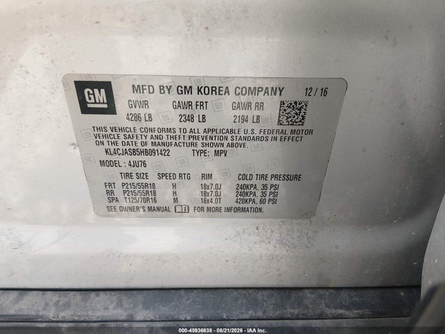 Продаж на аукціоні авто 2017 Buick Encore Preferred, vin: KL4CJASB5HB091422, номер лоту: 45936638
