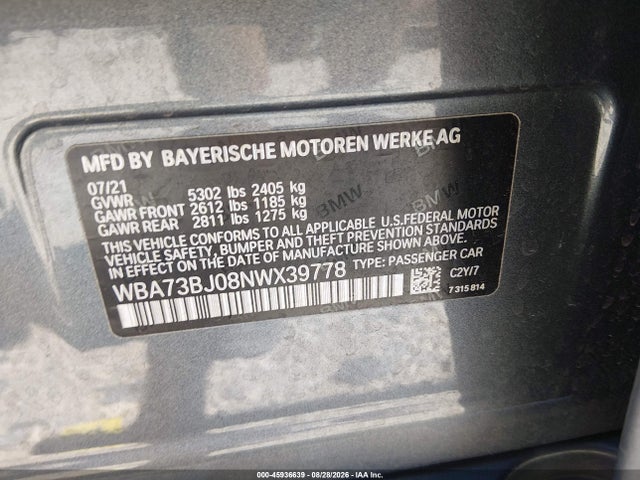 WBA73BJ08NWX39778 BMW 540i Xdrive