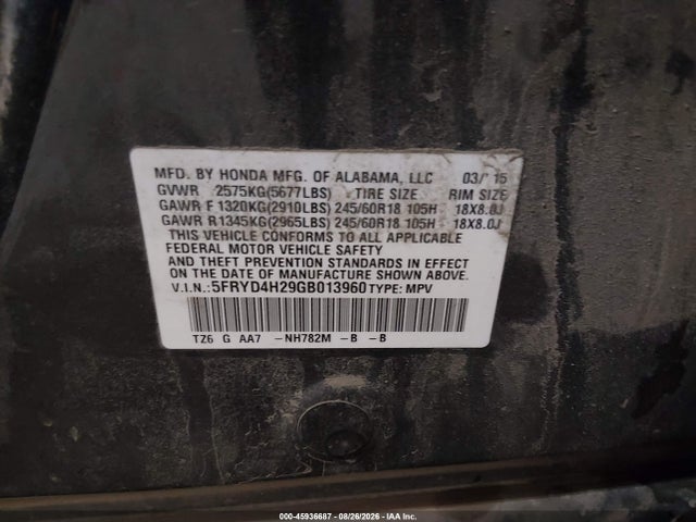 Aukcja sprzedaży 2016 Acura Mdx Acurawatch Plus Package, vin: 5FRYD4H29GB013960, numer aukcji: 45936687