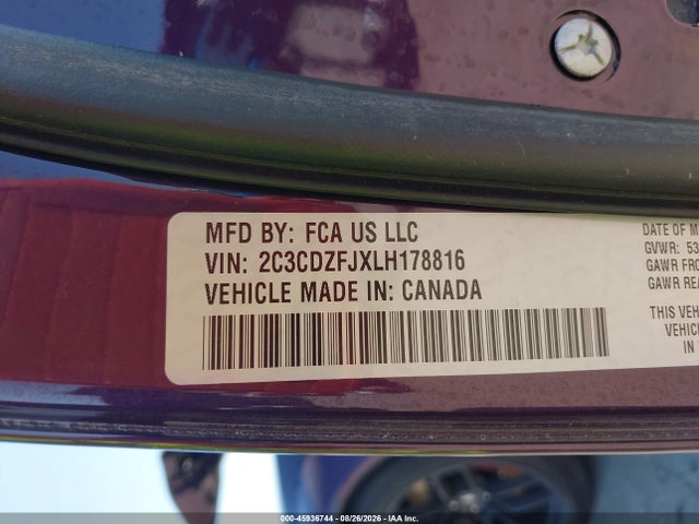Aukcja sprzedaży 2020 Dodge Challenger R/t Scat Pack Widebody, vin: 2C3CDZFJXLH178816, numer aukcji: 45936744