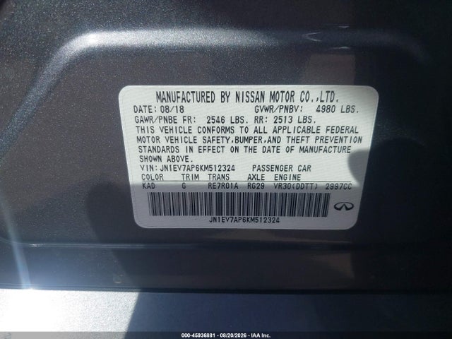 JN1EV7AP6KM512324 Infiniti Q50 3.0t Sport