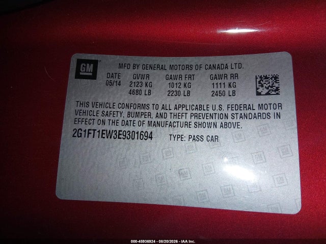 Chevrolet CAMARO 2SS 2014 2G1FT1EW3E9301694 Image 9