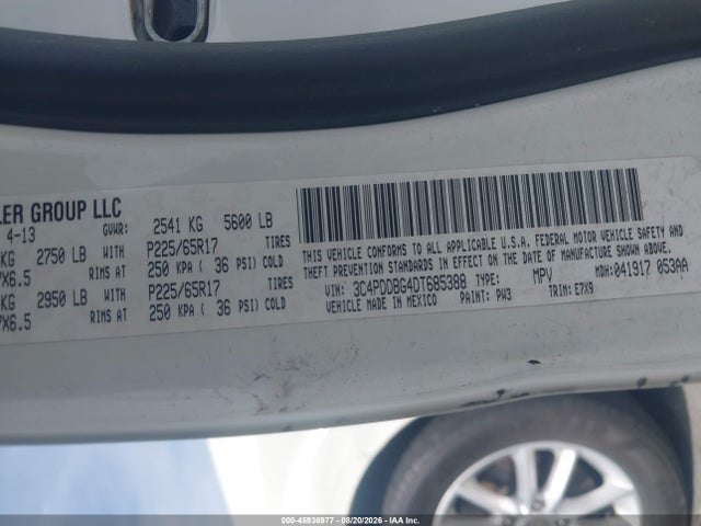 Aukcja sprzedaży 2013 Dodge Journey Sxt, vin: 3C4PDDBG4DT685388, numer aukcji: 45936977