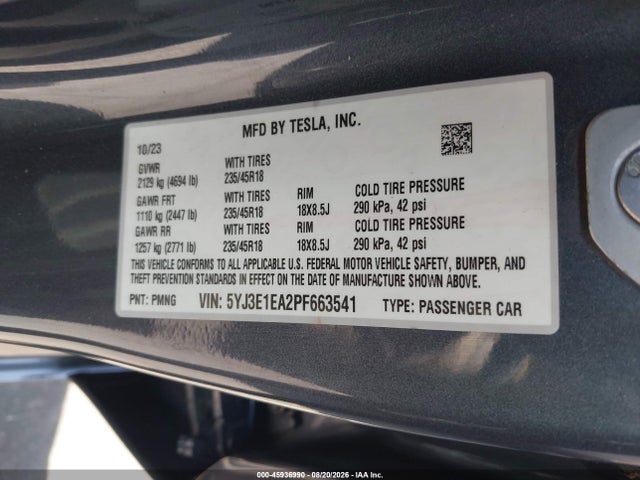 Tesla Model 3 Rear-wheel Drive 2023 5YJ3E1EA2PF663541 Image 9