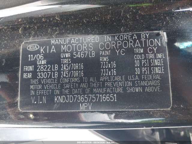 Aukcja sprzedaży 2007 Kia Sorento Ex, vin: KNDJD736575716651, numer aukcji: 45937026