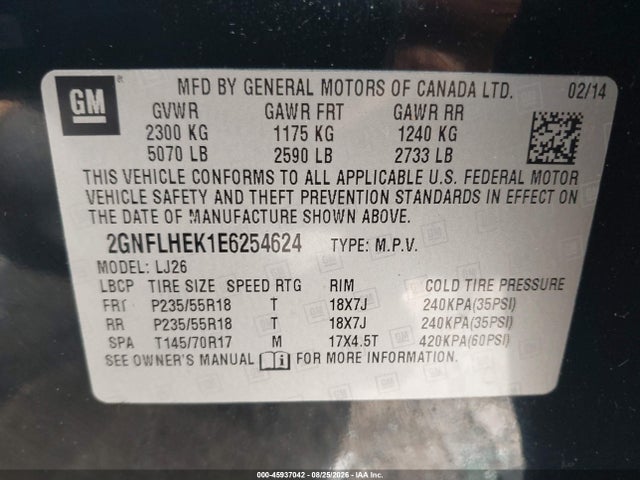 Chevrolet Equinox Ltz 2014 2GNFLHEK1E6254624 Image 9