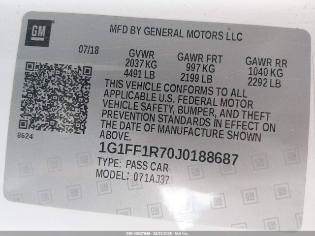 Chevrolet Camaro 1ss 2018 1G1FF1R70J0188687 Image 9