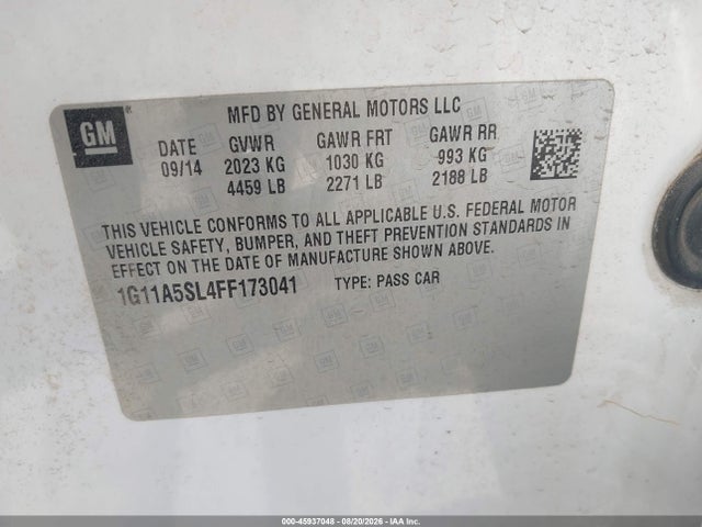 Chevrolet Malibu 1fl 2015 1G11A5SL4FF173041 Image 9