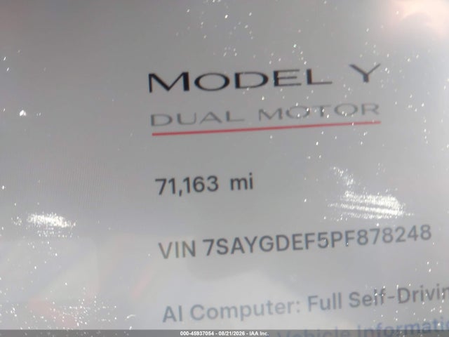 Aukcja sprzedaży 2023 Tesla Model Y Performance Dual Motor All-wheel Drive, vin: 7SAYGDEF5PF878248, numer aukcji: 45937054