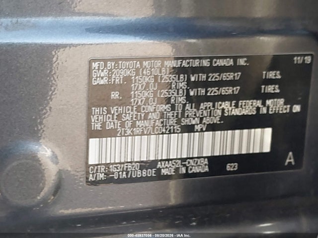Toyota RAV4 LE 2020 2T3K1RFV7LC042115 Image 9