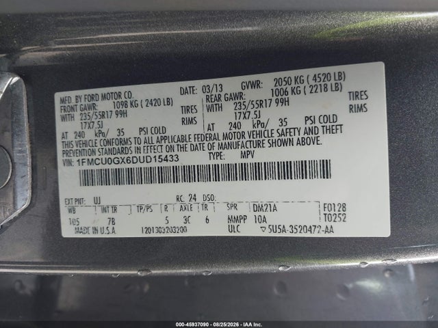 Продаж на аукціоні авто 2013 Ford Escape Se, vin: 1FMCU0GX6DUD15433, номер лоту: 45937090