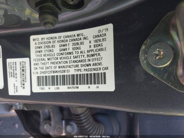Honda Civic Sport 2019 2HGFC2F84KH528151 Image 9