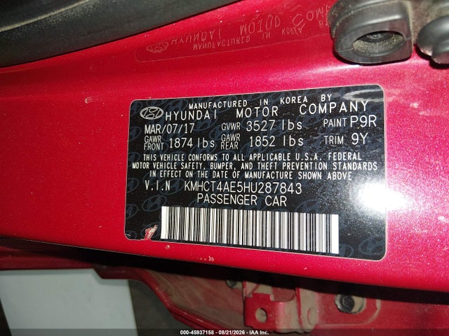 Hyundai ACCENT SE 2017 KMHCT4AE5HU287843 Image 9