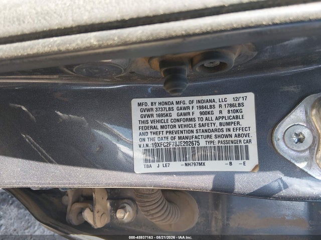 Honda CIVIC EX 2018 19XFC2F78JE202675 Image 9