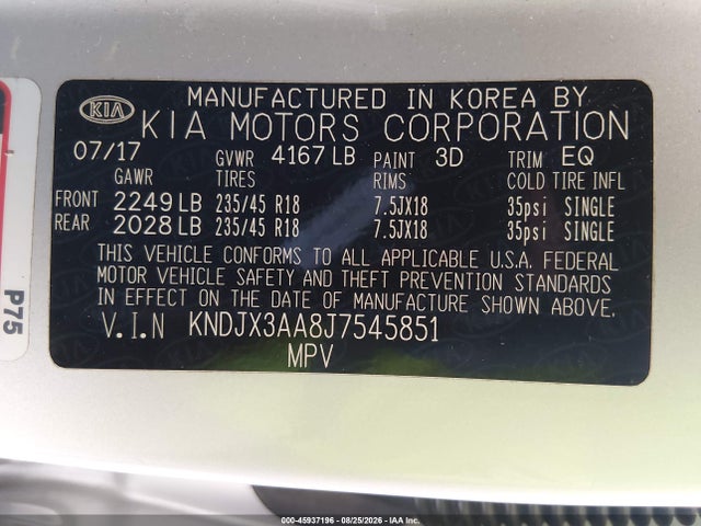 Продаж на аукціоні авто 2018 Kia Soul !, vin: KNDJX3AA8J7545851, номер лоту: 45937196