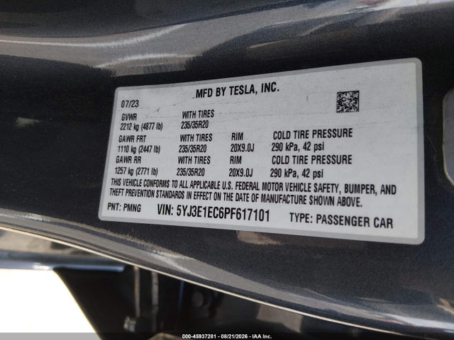 Tesla Model 3 Performance Dual Motor All-wheel Drive 2023 5YJ3E1EC6PF617101 Image 9