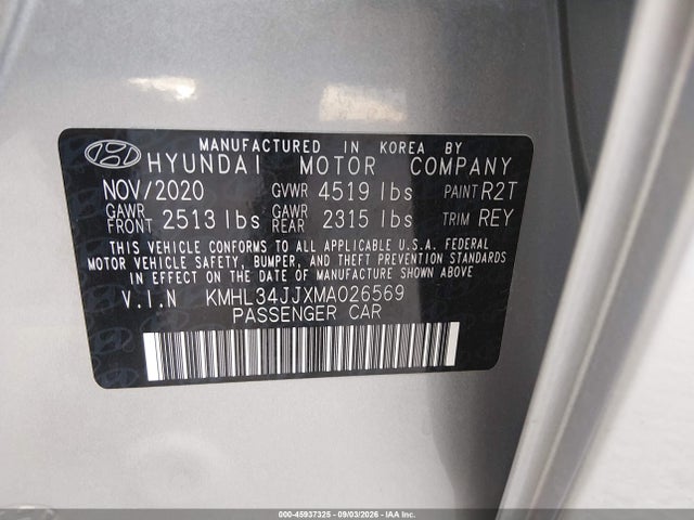 Hyundai SONATA SEL 2021 KMHL34JJXMA026569 Image 9