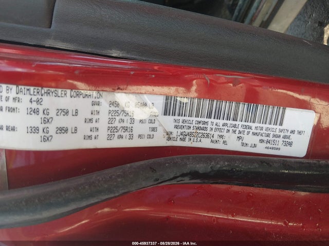 Продажа на аукционе авто 2002 Jeep Grand Cherokee Laredo, vin: 1J4GW48S22C263614, номер лота: 45937337