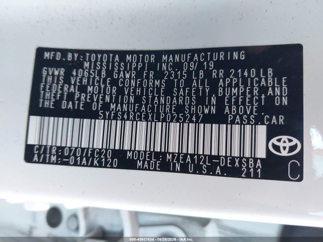Toyota COROLLA SE 2020 5YFS4RCEXLP025247 Image 9
