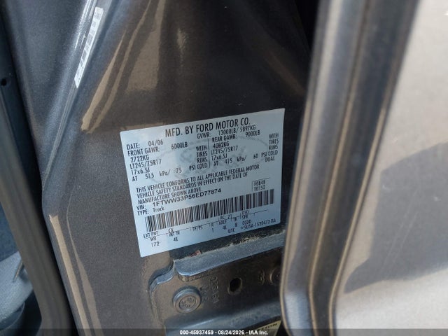 Продажа на аукционе авто 2006 Ford F-350 Lariat/xl/xlt, vin: 1FTWW33P56ED77874, номер лота: 45937459
