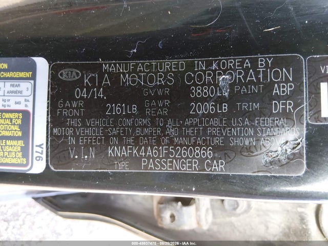45937475 :رقم المزاد ، KNAFK4A61F5260866 vin ، 2015 Kia Forte Lx مزاد بيع