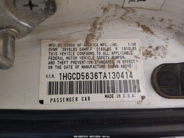 Продажа на аукционе авто 1996 Honda Accord Lx/ex, vin: 1HGCD5636TA130414, номер лота: 45937515