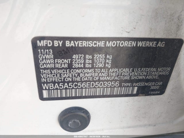 Продажа на аукционе авто 2014 Bmw 528i, vin: WBA5A5C56ED503956, номер лота: 45937557