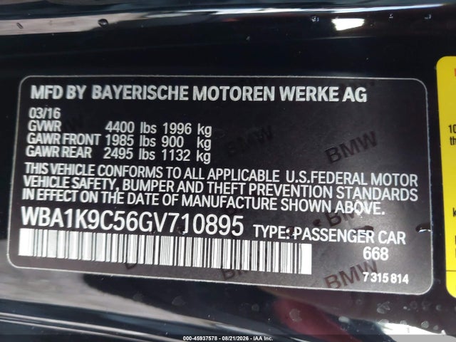 Aukcja sprzedaży 2016 Bmw 228i, vin: WBA1K9C56GV710895, numer aukcji: 45937578