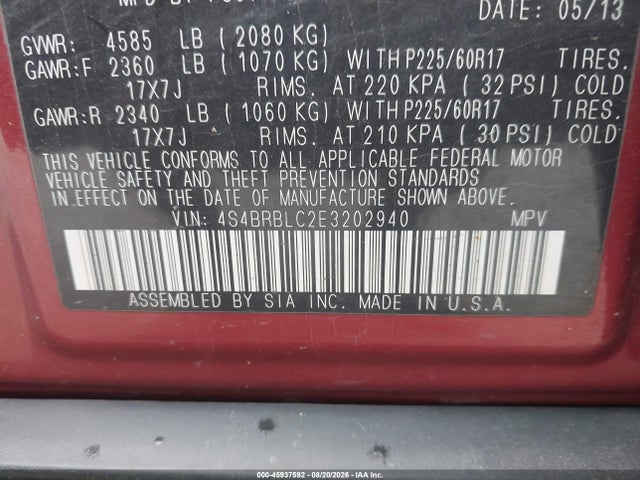 Aukcja sprzedaży 2014 Subaru Outback 2.5i Limited, vin: 4S4BRBLC2E3202940, numer aukcji: 45937592