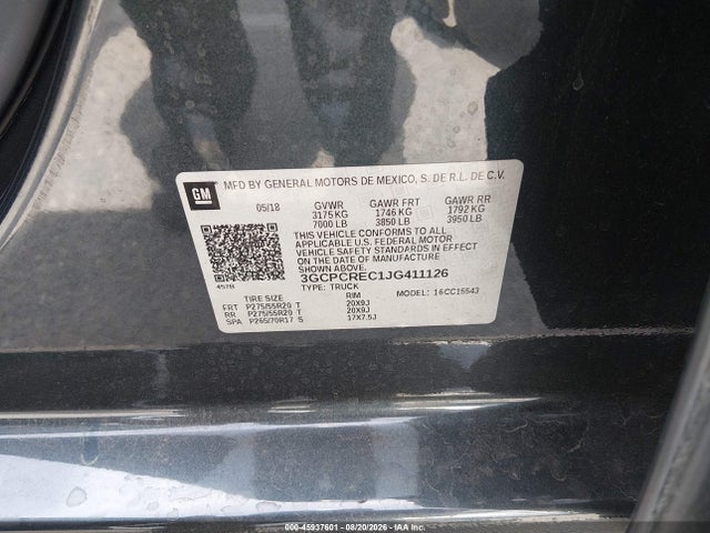 3GCPCREC1JG411126 Chevrolet Silverado 1500 1lt