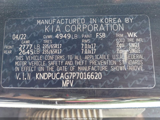 Aukcja sprzedaży 2023 Kia Sportage Hybrid Lx, vin: KNDPUCAG7P7016620, numer aukcji: 45937641