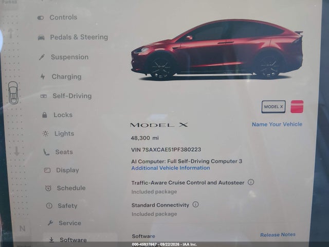 Aukcja sprzedaży 2023 Tesla Model X Dual Motor All-wheel Drive/standard Range, vin: 7SAXCAE51PF380223, numer aukcji: 45937667