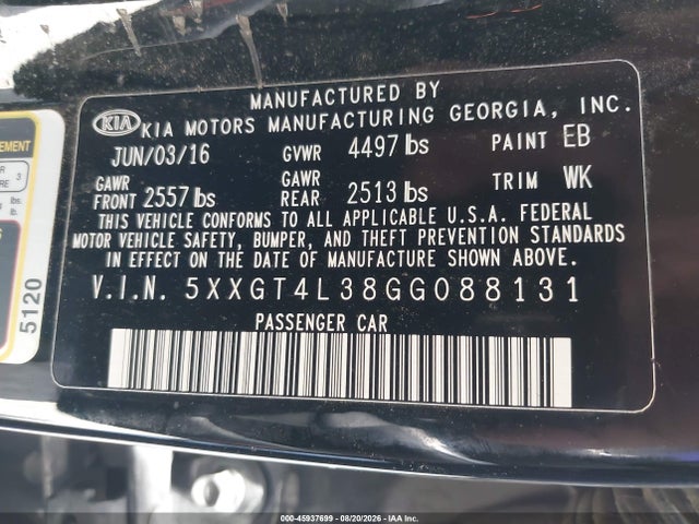 KIA Optima Lx 2016 5XXGT4L38GG088131 Image 9