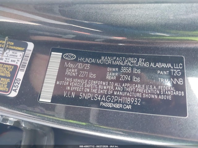 2023 Hyundai Elantra Sel მანქანა იყიდება აუქციონზე, vin: 5NPLS4AG2PH118932, აუქციონის ნომერი: 45937712