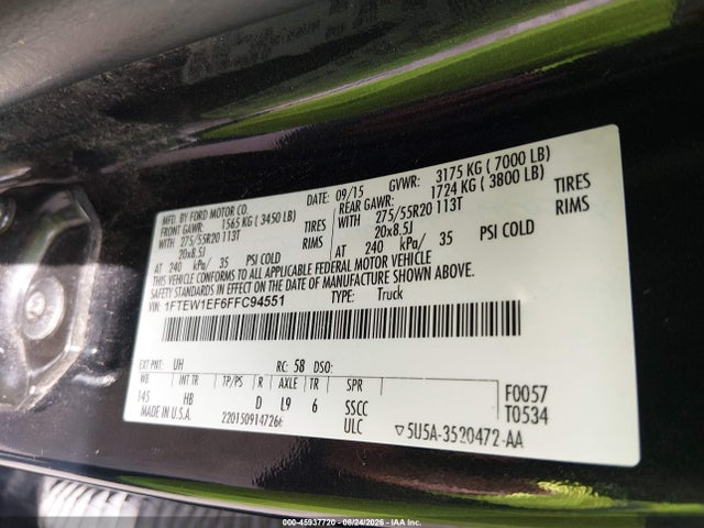 Ford F-150 Lariat 2015 1FTEW1EF6FFC94551 Image 9