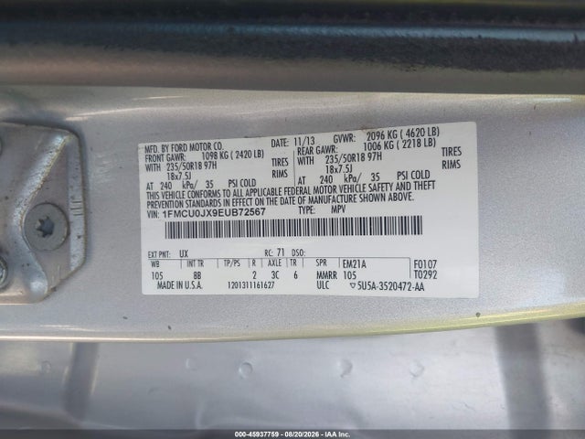 Ford Escape Titanium 2014 1FMCU0JX9EUB72567 Image 9