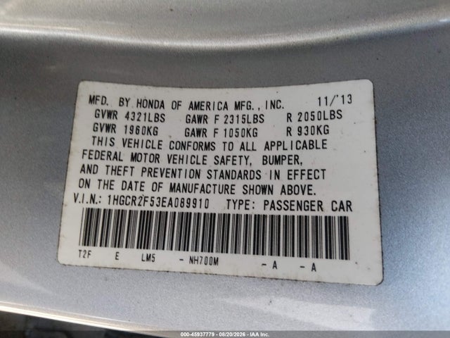1HGCR2F53EA089910 Honda Accord Sport