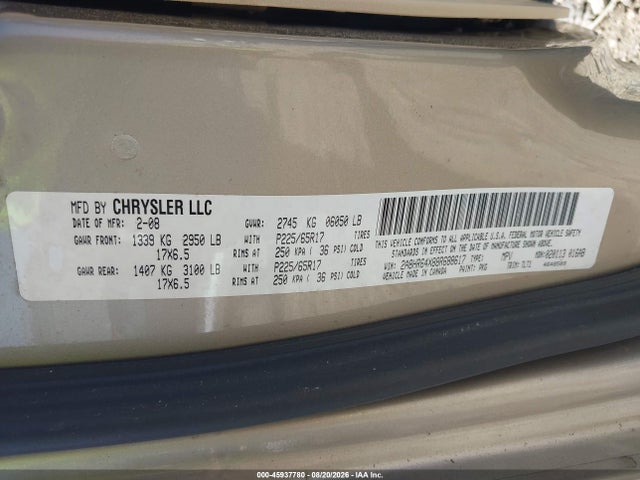 Aukcja sprzedaży 2008 Chrysler Town & Country Limited, vin: 2A8HR64X88R688617, numer aukcji: 45937780