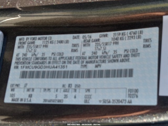 Ford ESCAPE SE 2017 1FMCU9GD3HUA41351 Image 8