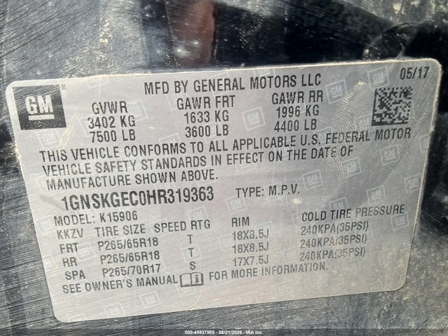 Chevrolet Suburban Ls 2017 1GNSKGEC0HR319363 Image 9