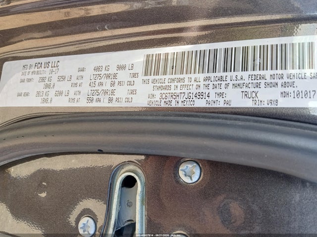 2018 Ram 2500 Tradesman  4x4 8' Box მანქანა იყიდება აუქციონზე, vin: 3C6TR5HT7JG149914, აუქციონის ნომერი: 45937814