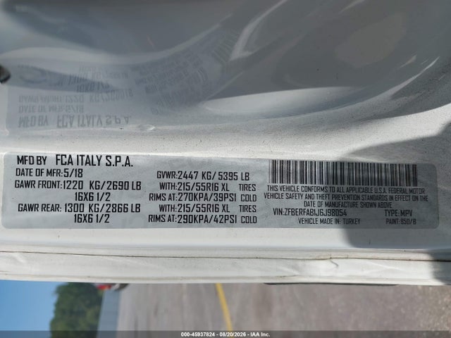 Продажа на аукционе авто 2018 Ram Promaster City Tradesman, vin: ZFBERFAB1J6J98054, номер лота: 45937824