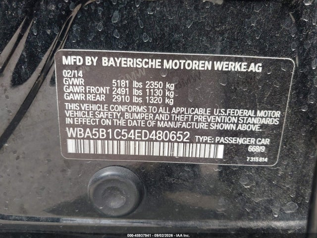 Продаж на аукціоні авто 2014 Bmw 535i, vin: WBA5B1C54ED480652, номер лоту: 45937941